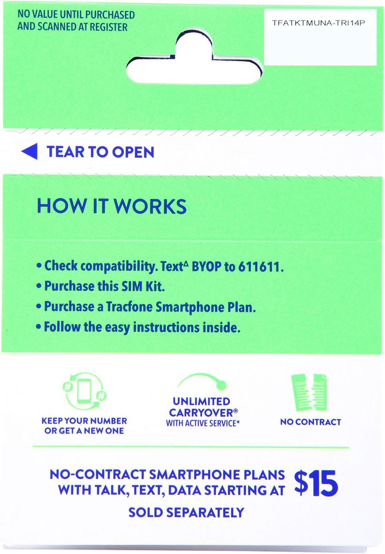 Alt view image 2 of 2 - Tracfone Keep Your Own Phone 3-in-1 Prepaid SIM Kit