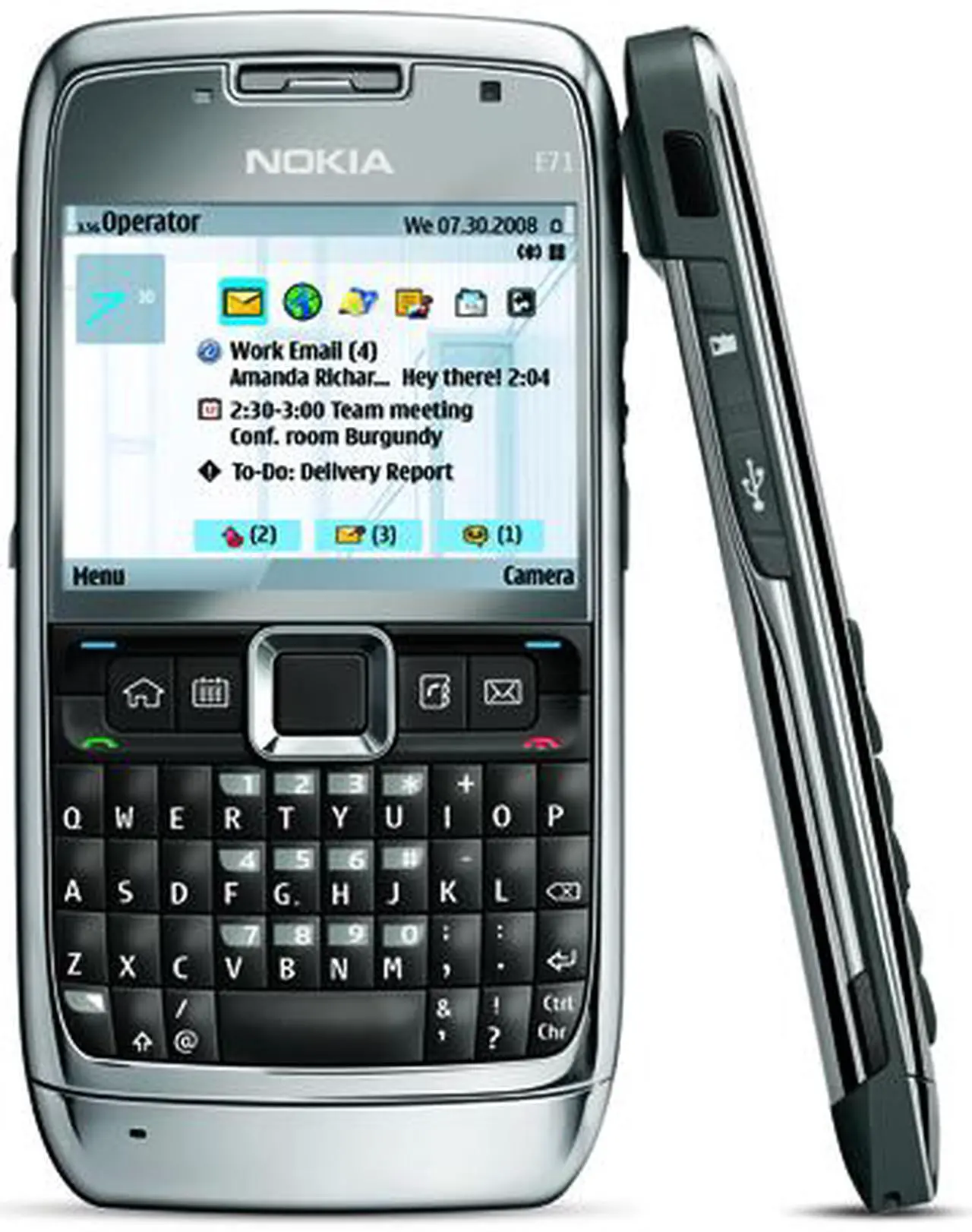 Alt view image 2 of 9 - Nokia E71 Unlocked GSM Bar Phone with Full QWERTY Keyboard 2.36" Gray