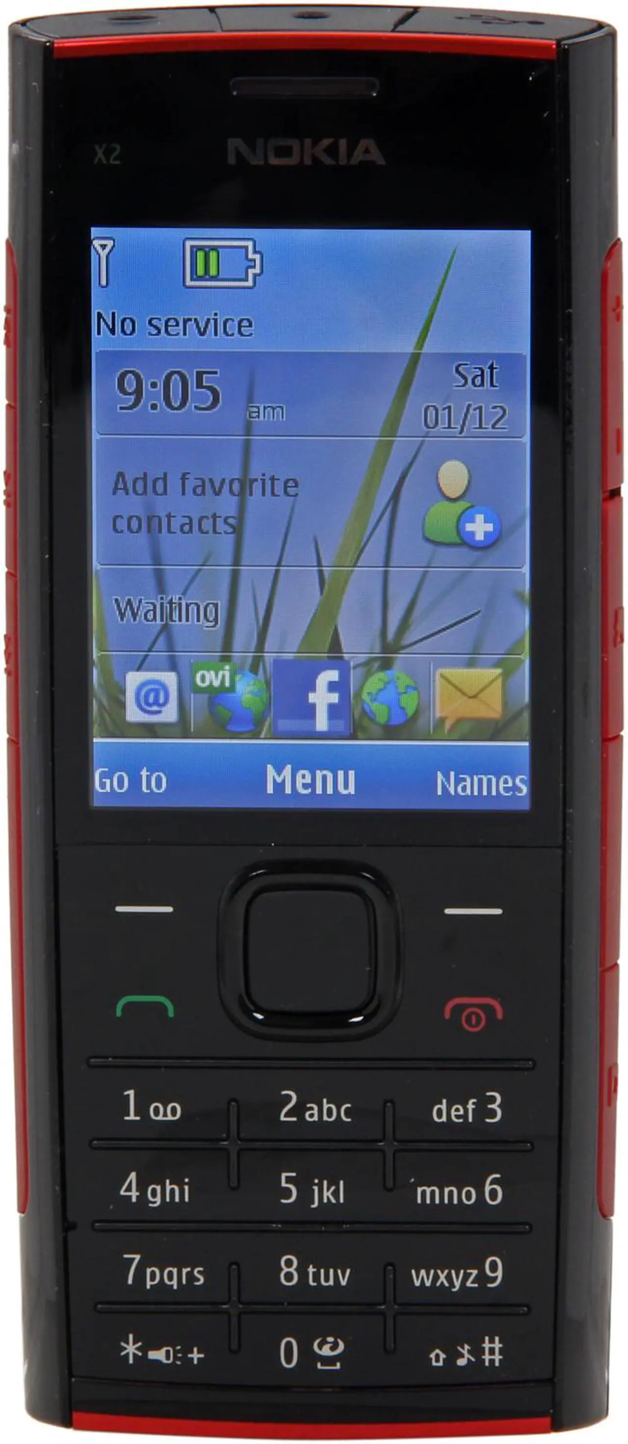 Main image of Nokia X2-00 Red/Black Unlocked GSM Bar Phone / 5 MP Camera / Music / Bluetooth / 2.2" Display (X2-00)