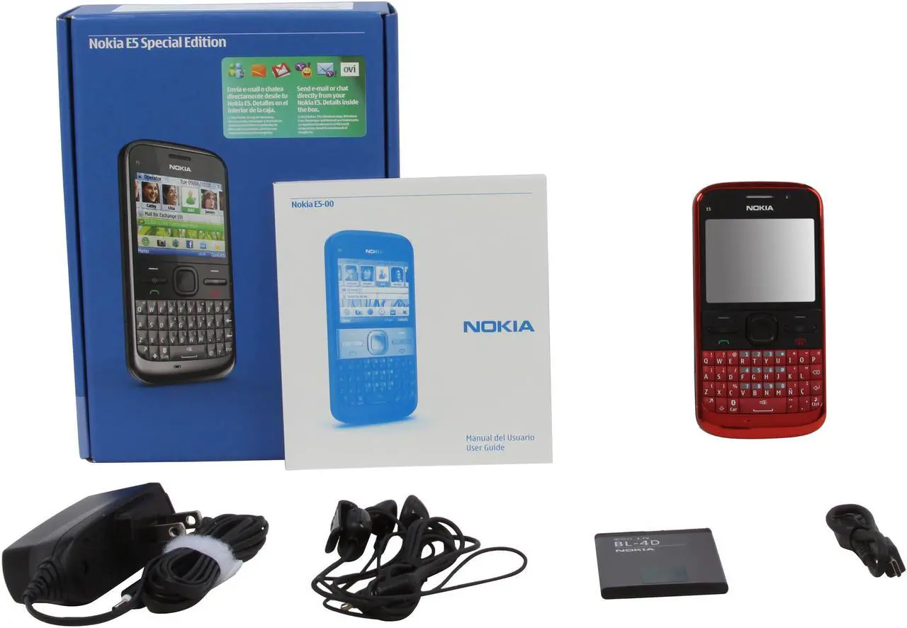 Alt view image 7 of 7 - Nokia E5-00 Red 3G Unlocked GSM Smart Phone w/ 5MP Camera / GPS / Wi-Fi (E5-00)