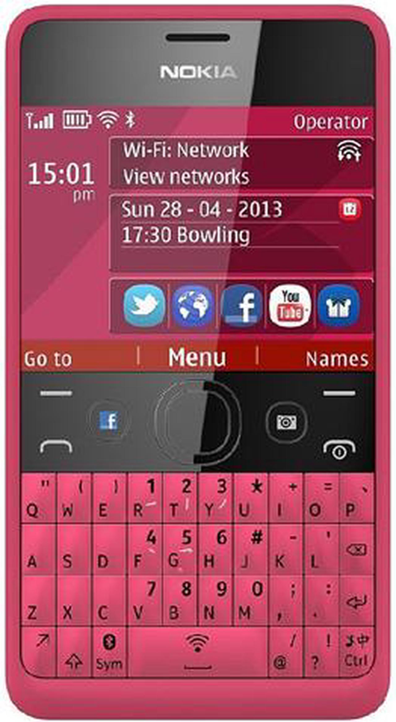 Main image of Nokia Asha 210 RM-926 2G Unlocked GSM Cell Phone 2.4" Fuchsia 32 MB RAM