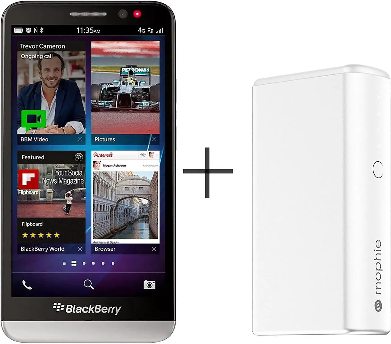 Main image of Blackberry Z30 STA100-2 16GB Unlocked GSM 4G LTE BlackBerry OS Phone w/ 8 MP Camera - Black with Mophie Powerstation Boost (White)