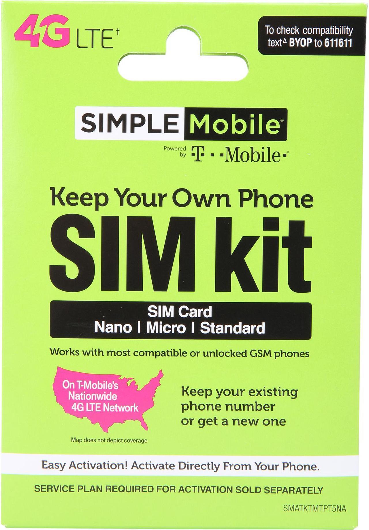 Main image of Simple Mobile SIMPLE Mobile BYOP SIM Kit, SIM Card Sizes Include Standard, Nano, and Micro