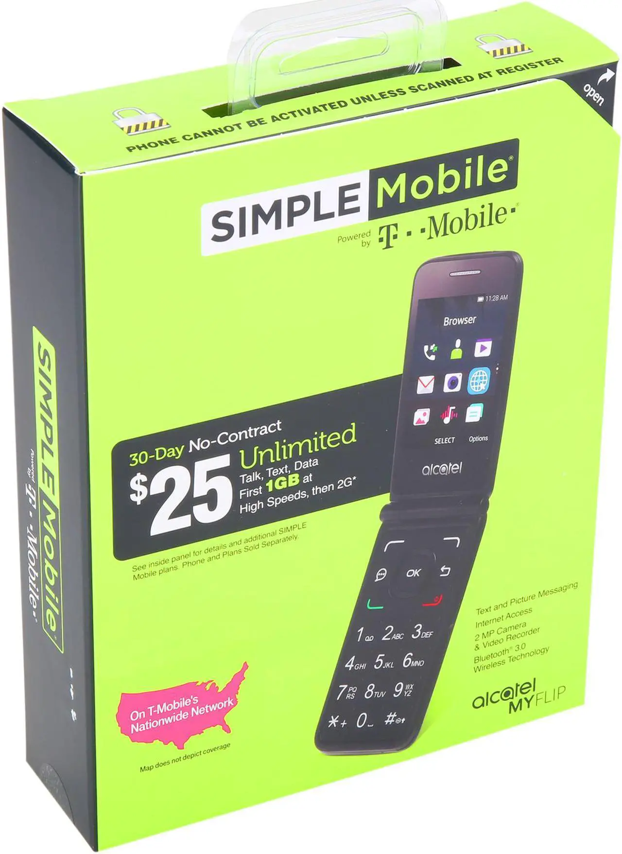 Alt view image 7 of 7 - Alcatel A405 Black Simple Mobile Prepaid Cell Phone