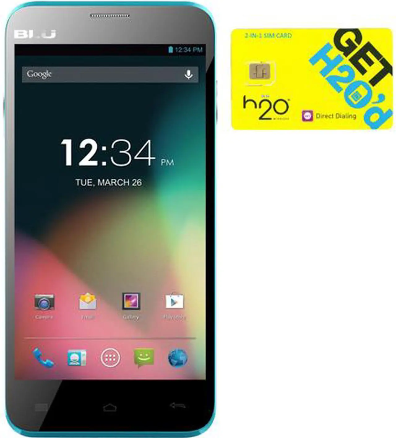 Main image of BLU Dash 5.0 D410a Blue Dual-SIM Android Cell Phone + H2O $30 SIM Card