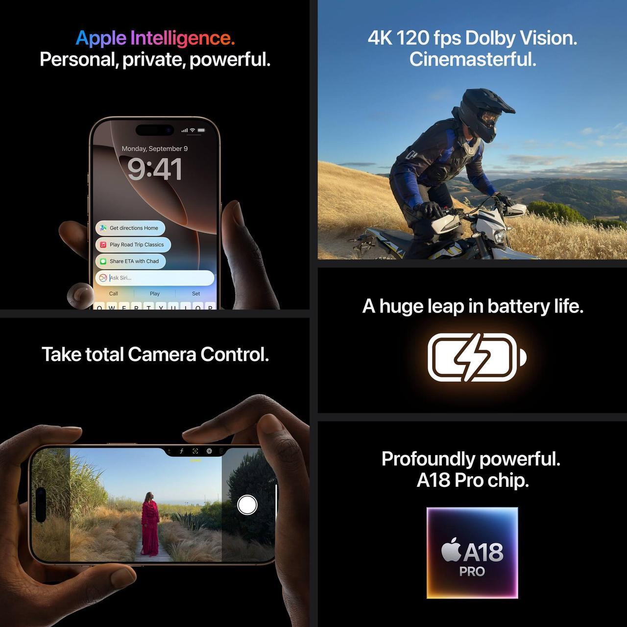 Alt view image 8 of 8 - Apple iPhone 16 PRO MAX 1TB, Refurbished Unlocked Cell Phone, Black Titanium - Very Good Condition (Grade B)