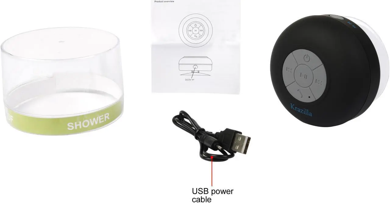 Alt view image 7 of 6 - Krazilla KZS1008 BK Black Splash Proof Bluetooth Speaker, Open Box Like New