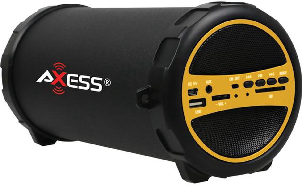 Main image of AXESS SPBT1031-YL Yellow Portable Bluetooth Hi-Fi Cylinder Loud Speaker with SD Card, USB, AUX And FM Inputs, 3" Sub