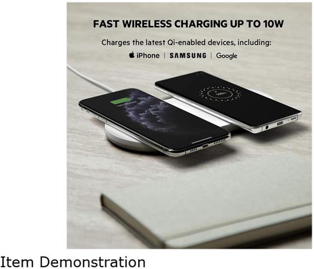 Alt view image 6 of 6 - Belkin Dual Wireless Charger (Dual Wireless Charging Pad 10W for iPhone 12, 12 Pro, 12 Pro Max, 12 mini, Galaxy S20, S20+, S20 Ultra, Pixel 4, 4XL, AirPods and more), Black (WIZ002ttBK)