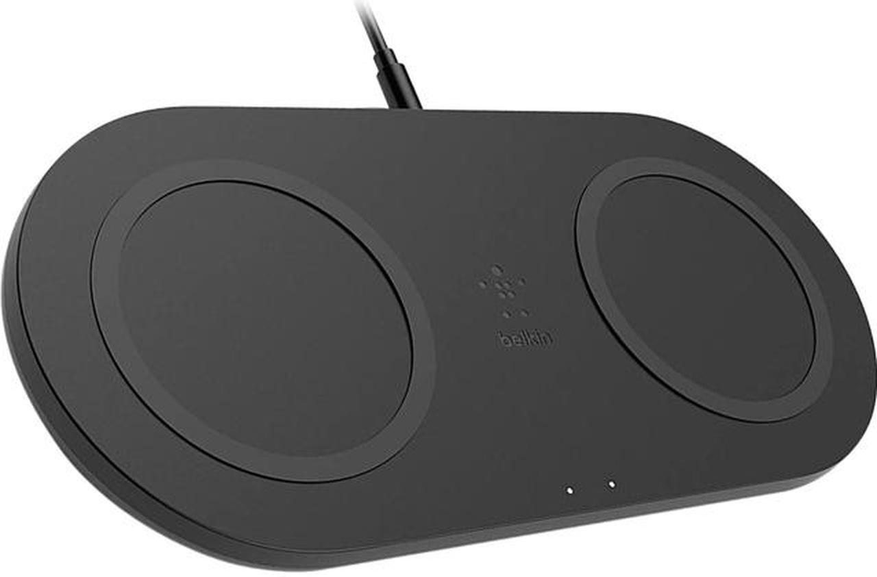 Main image of Belkin Dual Wireless Charger (Dual Wireless Charging Pad 10W for iPhone 12, 12 Pro, 12 Pro Max, 12 mini, Galaxy S20, S20+, S20 Ultra, Pixel 4, 4XL, AirPods and more), Black (WIZ002ttBK)