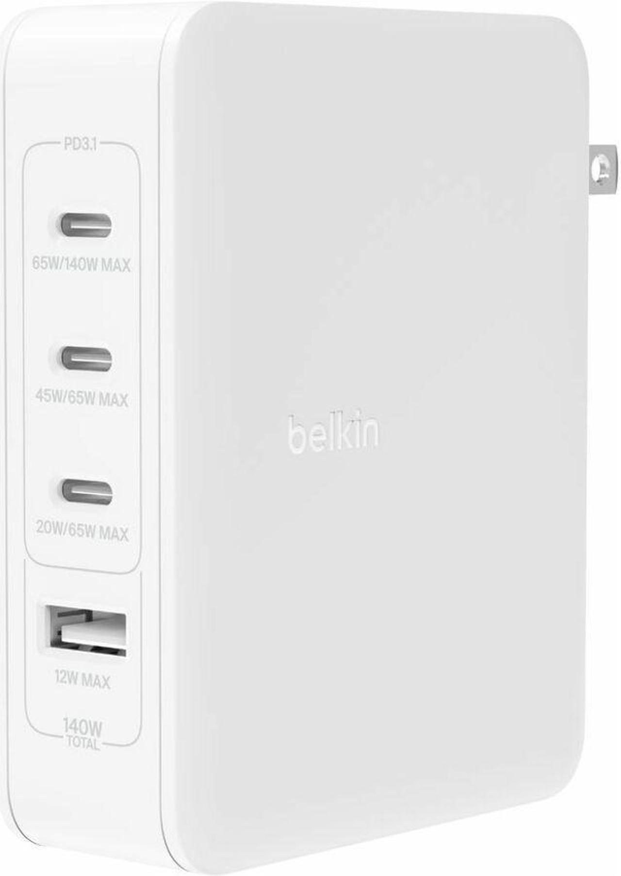 Belkin 140W 4-Port GaN Wall Charger, Multi-Port Charger Block w/USB-C Power Delivery Fast Charge & USB-A Port, Universal