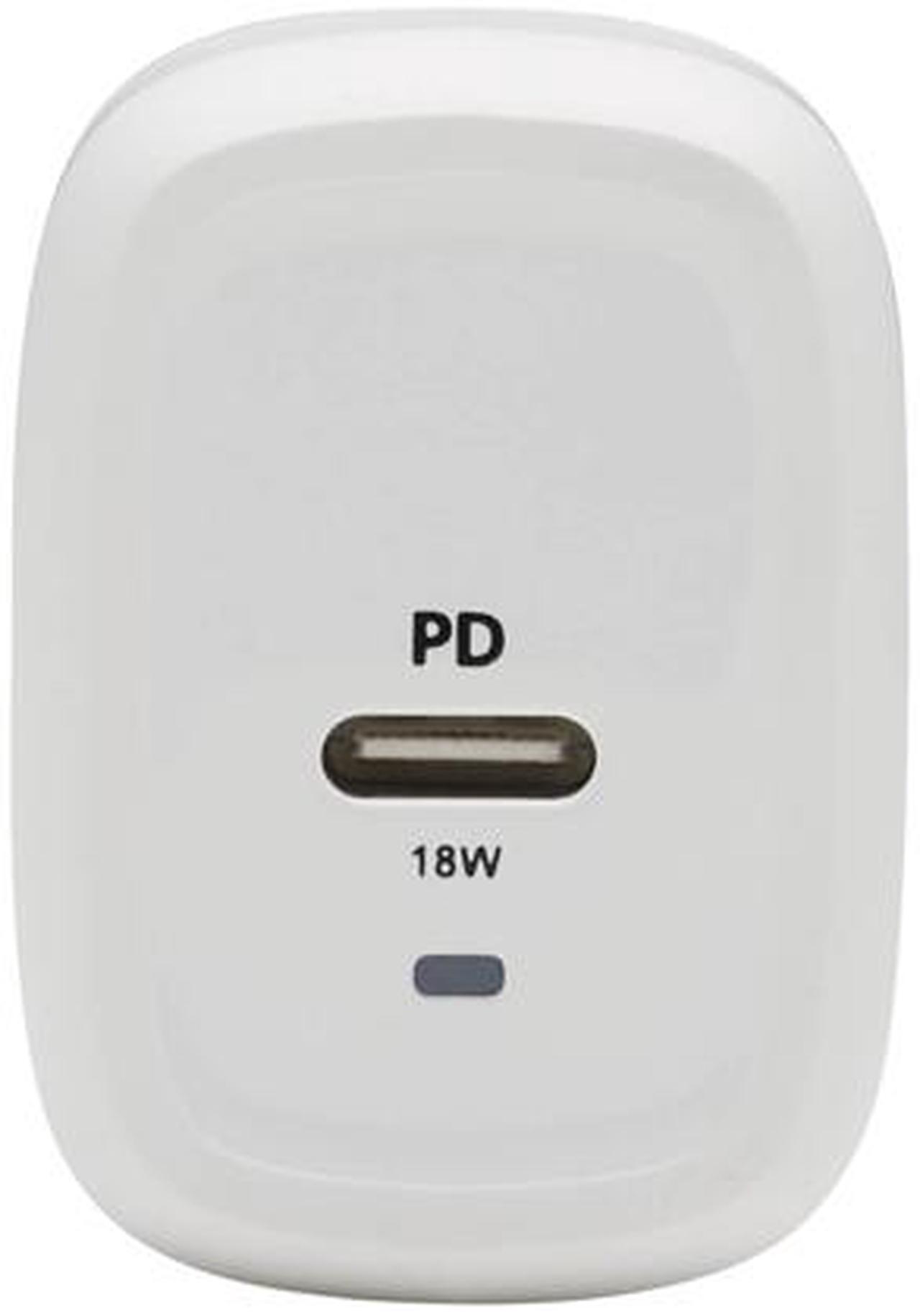 Alt view image 2 of 7 - Compact USB-C Wall Charger - 18W PD Charging, GaN Technology, USB-C to Lightning Cable, White