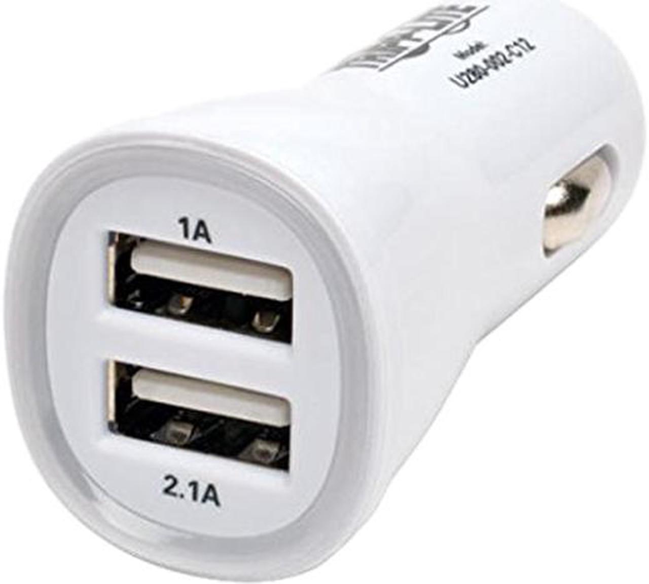 Tripp Lite U280-002-C12 White Dual Port USB Tablet Phone Car Charger High Power