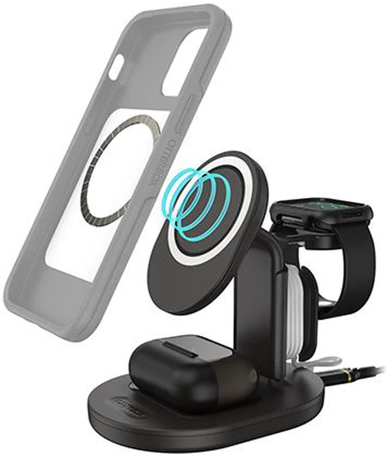 Alt view image 4 of 5 - OtterBox 78-80565 Radiant Night (Black) 3-in-1 Charging Station for MagSafe