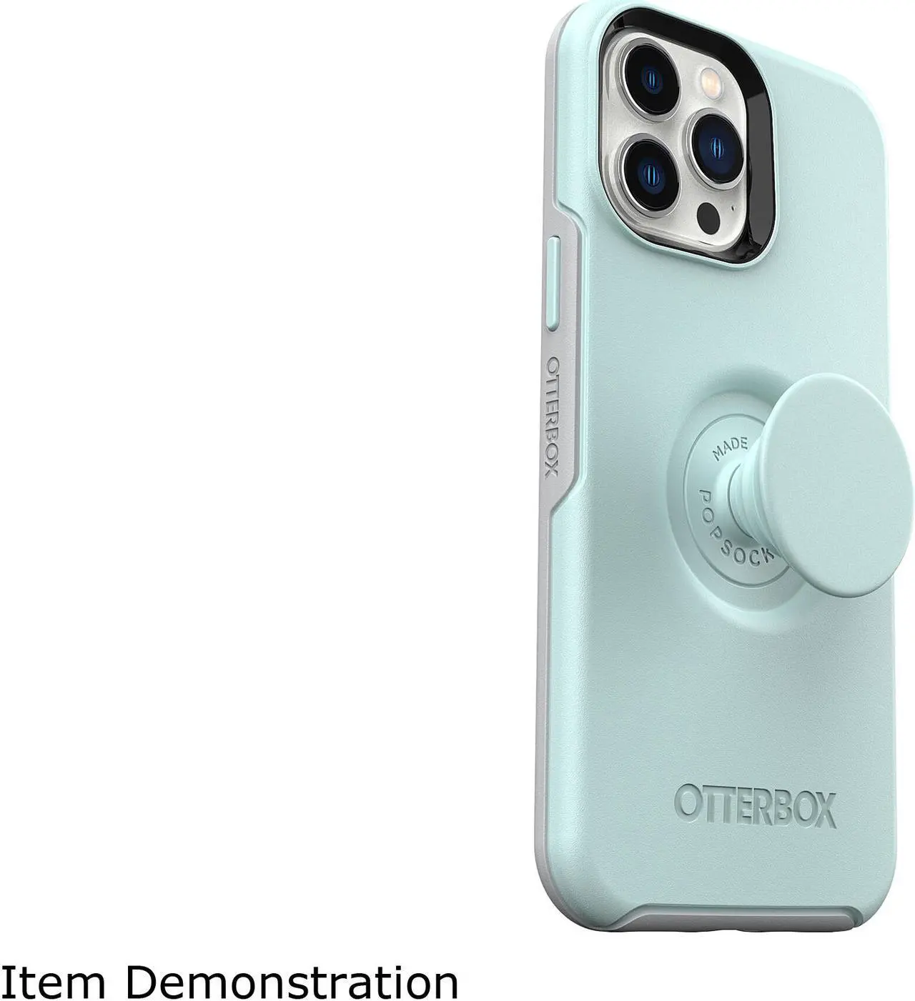 Alt view image 4 of 7 - OtterBox Otter + Pop Symmetry Series Antimicrobial Tranquil Waters (Light Teal / Grey) iPhone 13 Pro Max and iPhone 12 Pro Max Case 77-83553