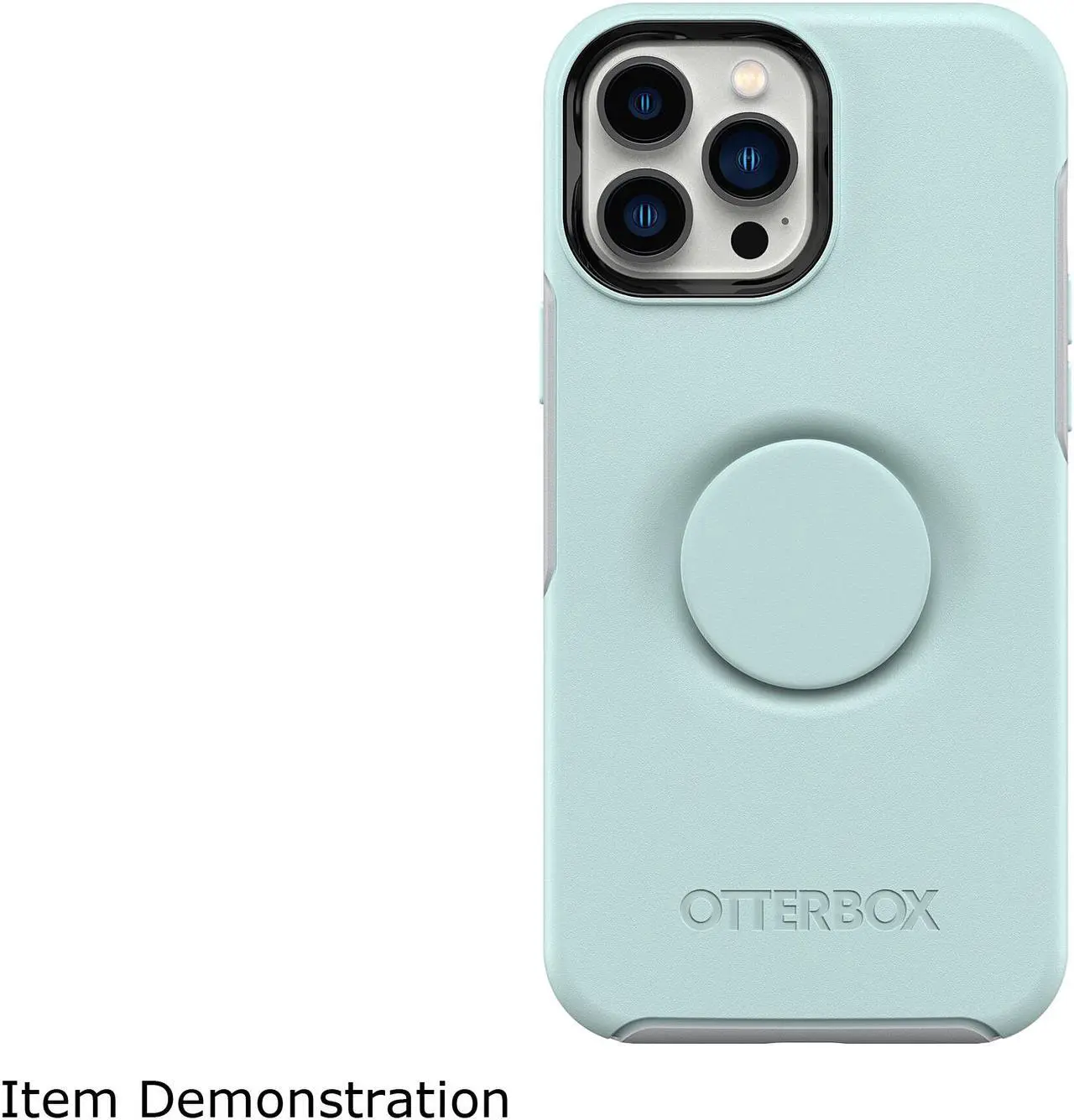 Alt view image 3 of 7 - OtterBox Otter + Pop Symmetry Series Antimicrobial Tranquil Waters (Light Teal / Grey) iPhone 13 Pro Max and iPhone 12 Pro Max Case 77-83553