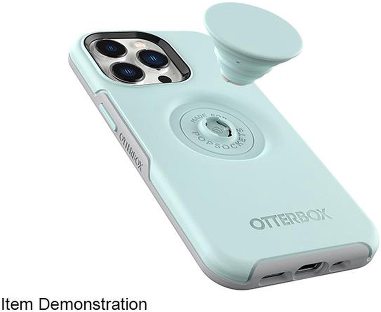 Alt view image 3 of 4 - OtterBox Otter + Pop Symmetry Series Antimicrobial Tranquil Waters (Light Teal / Grey) iPhone 13 Pro Case 77-83545