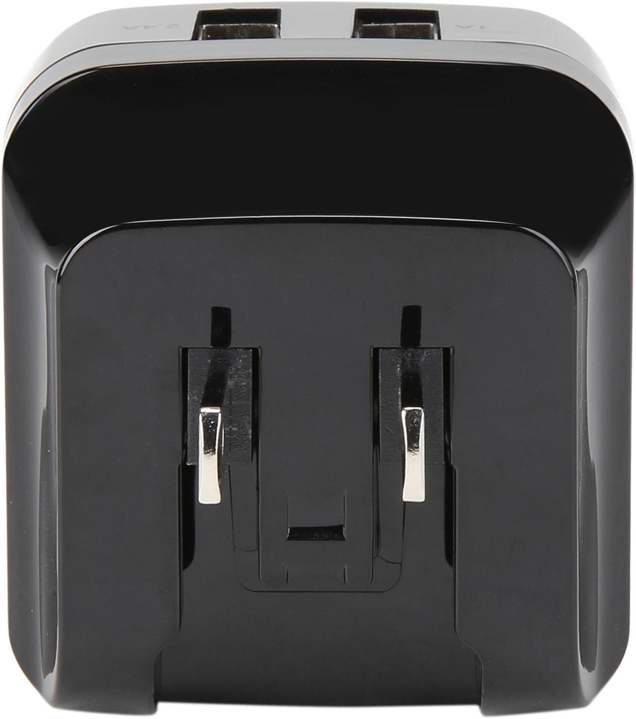 Alt view image 4 of 7 - StarTech USB2PACBK Travel USB Wall Charger - 2 Port - Black - Universal Travel Adapter - International Power Adapter - USB Charger