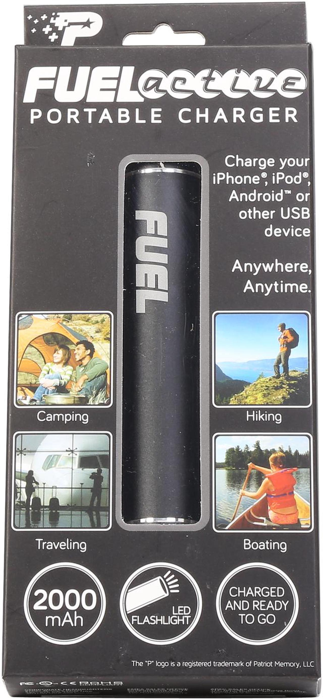 Alt view image 6 of 6 - Patriot Memory FUEL Active Black 2000 mAh Mobile Rechargeable Battery with LED Flashlight PCPA20001BK