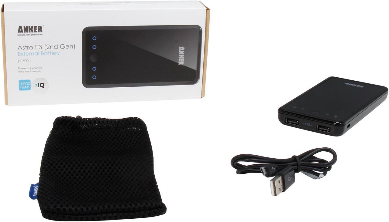Alt view image 6 of 6 - Anker 2nd Gen Astro E3 Black 10000mAh Dual-Port Power Bank with PowerIQ Technology for most Smartphones, Tablets, PS Vita and other USB-charged devices 79AN7917-BA