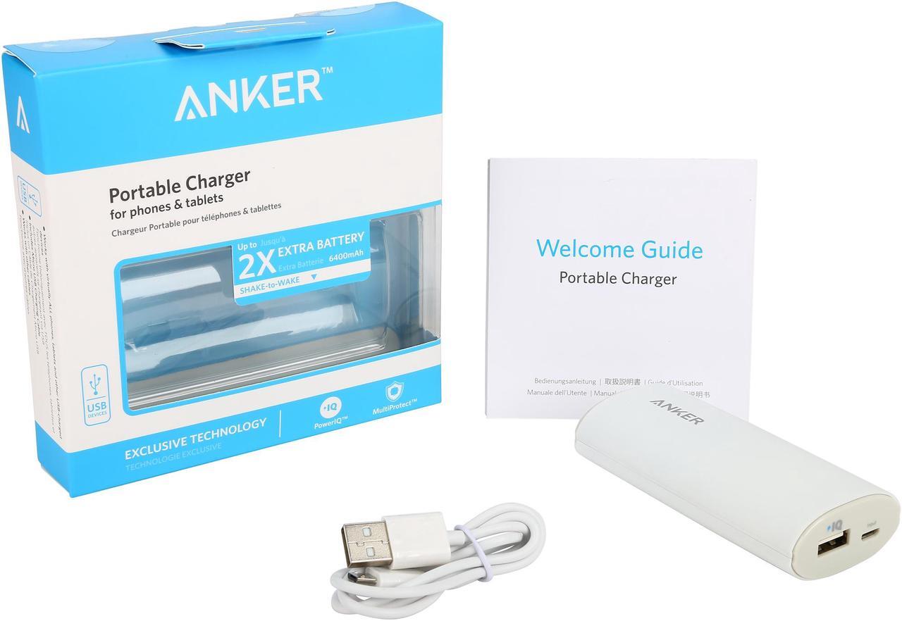 Alt view image 7 of 7 - Anker Astro 6400 mAh Portable Charger External Battery Power Bank with PowerIQ Technology for iPhone; iPad Air 2 mini 3; Galaxy S5 S4; Note 4 3; Nexus 6; LG and More (White)