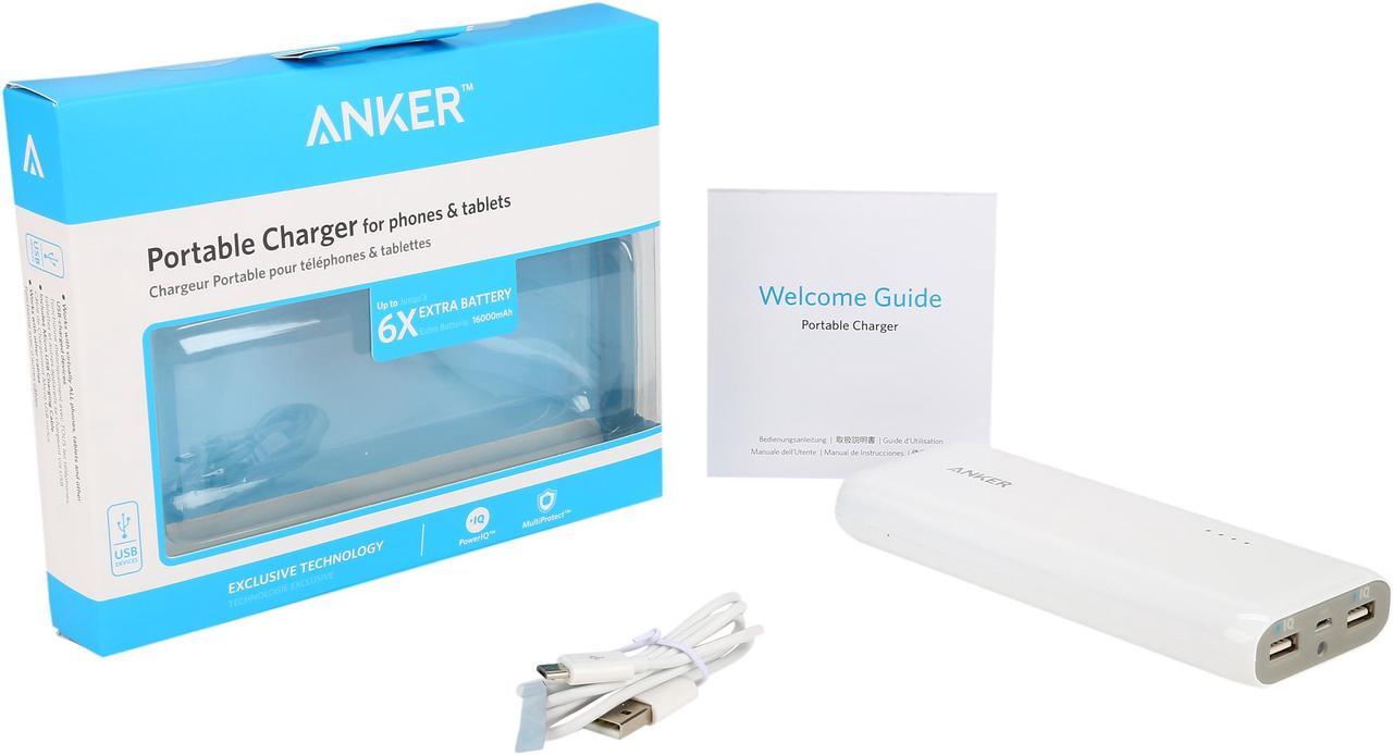 Alt view image 3 of 2 - Anker 2nd Gen Astro E5 16000 mAh Portable Charger External Battery Power Bank with PowerIQ Technology 2-Port 3A for iPhone, iPad Air, mini, Galaxy S6 S5, most other Phones and Tablets (White)