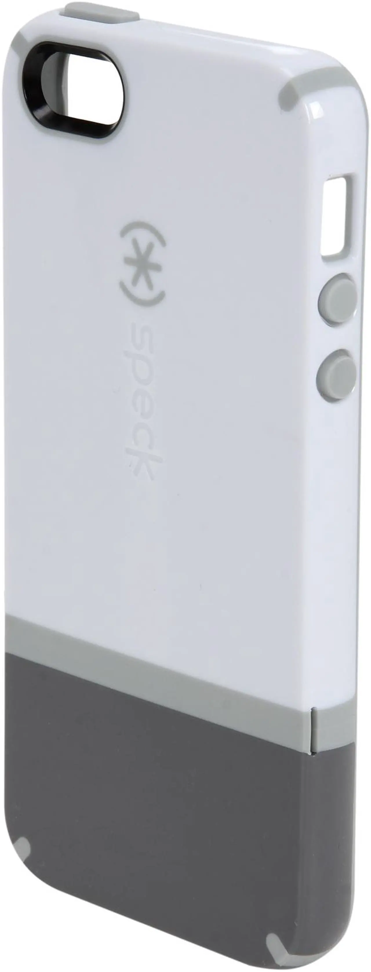 Alt view image 2 of 7 - Speck Products CandyShell Flip White/Graphite/Pebble Rubberized Hard Case for iPhone 5 / 5S SPK-A1818