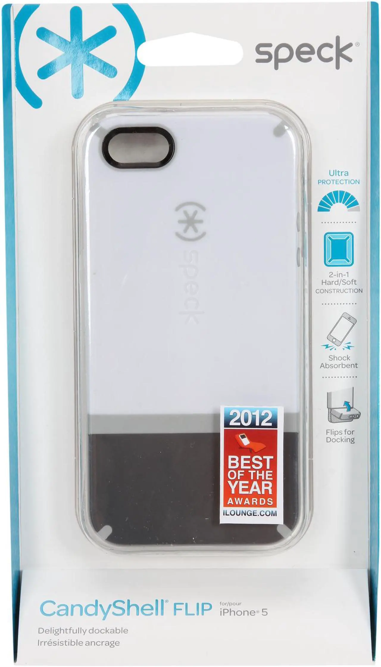 Alt view image 7 of 7 - Speck Products CandyShell Flip White/Graphite/Pebble Rubberized Hard Case for iPhone 5 / 5S SPK-A1818