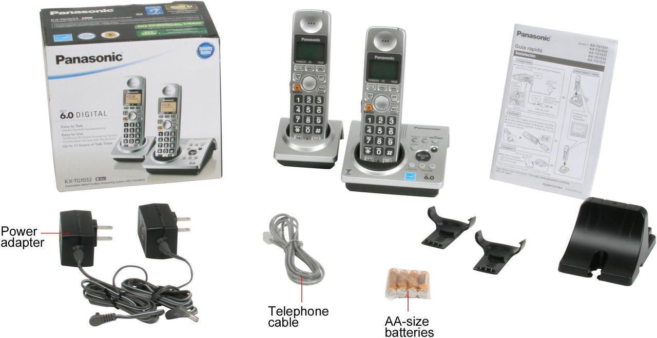 Alt view image 13 of 13 - Panasonic KX-TG1032S 1.9 GHz DECT 6.0 2X Handsets Cordless Phone Integrated Answering Machine