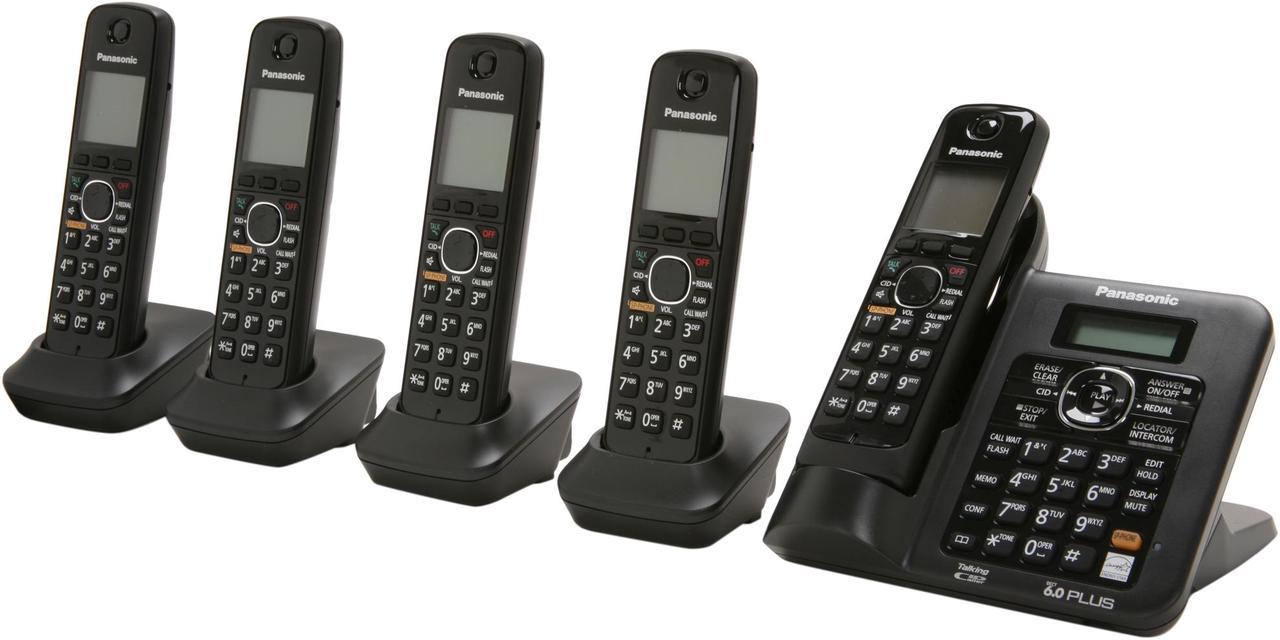 Panasonic KX-TG6645B 1.9 GHz Digital DECT 6.0 5X Handsets Cordless Phones Integrated Answering Machine