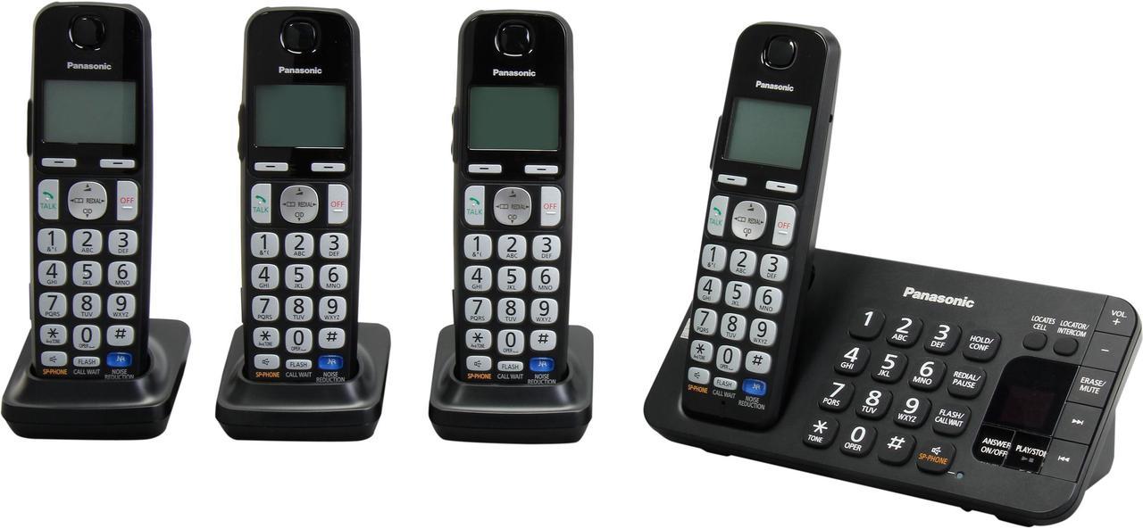 Panasonic KX-TGE244B 1.9 GHz DECT 6.0 4X Handsets Expandable Digital Cordless Answering System with 4 Handsets Integrated Answering Machine