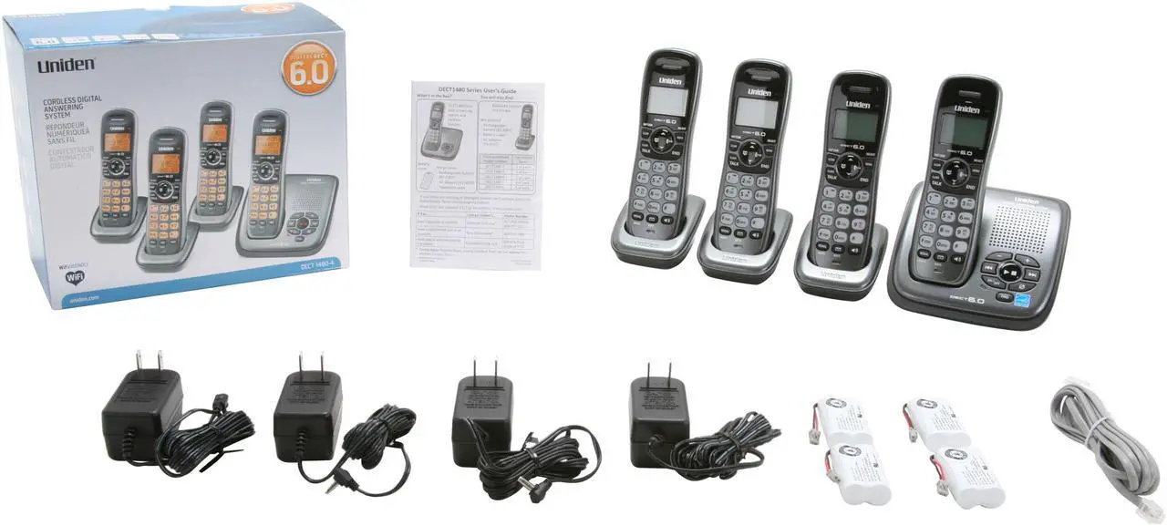 Alt view image 9 of 9 - Uniden DECT1480-4 1.9 GHz DECT 6.0 4X Handsets Cordless Phones