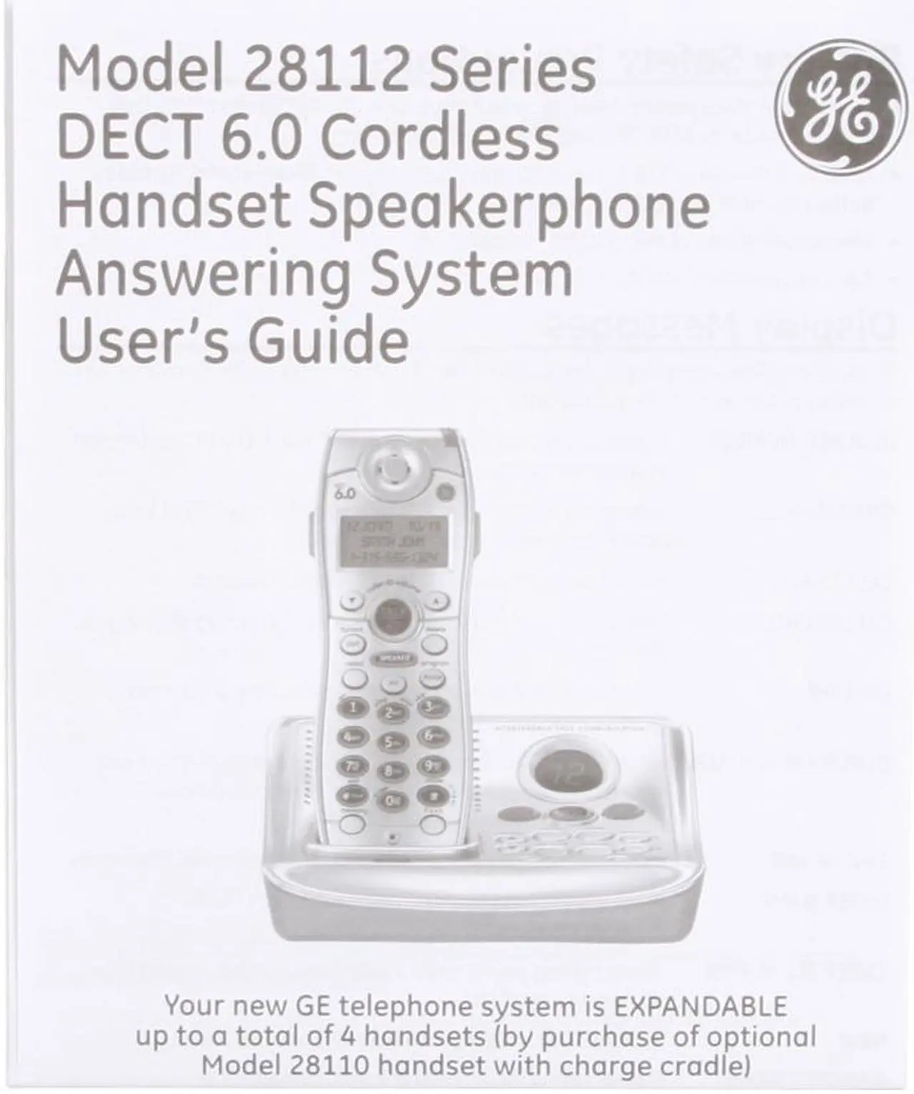 Alt view image 10 of 11 - GE 28112EE3-A 1.9 GHz Digital DECT 6.0 3X Handsets Cordless Phone Integrated Answering Machine