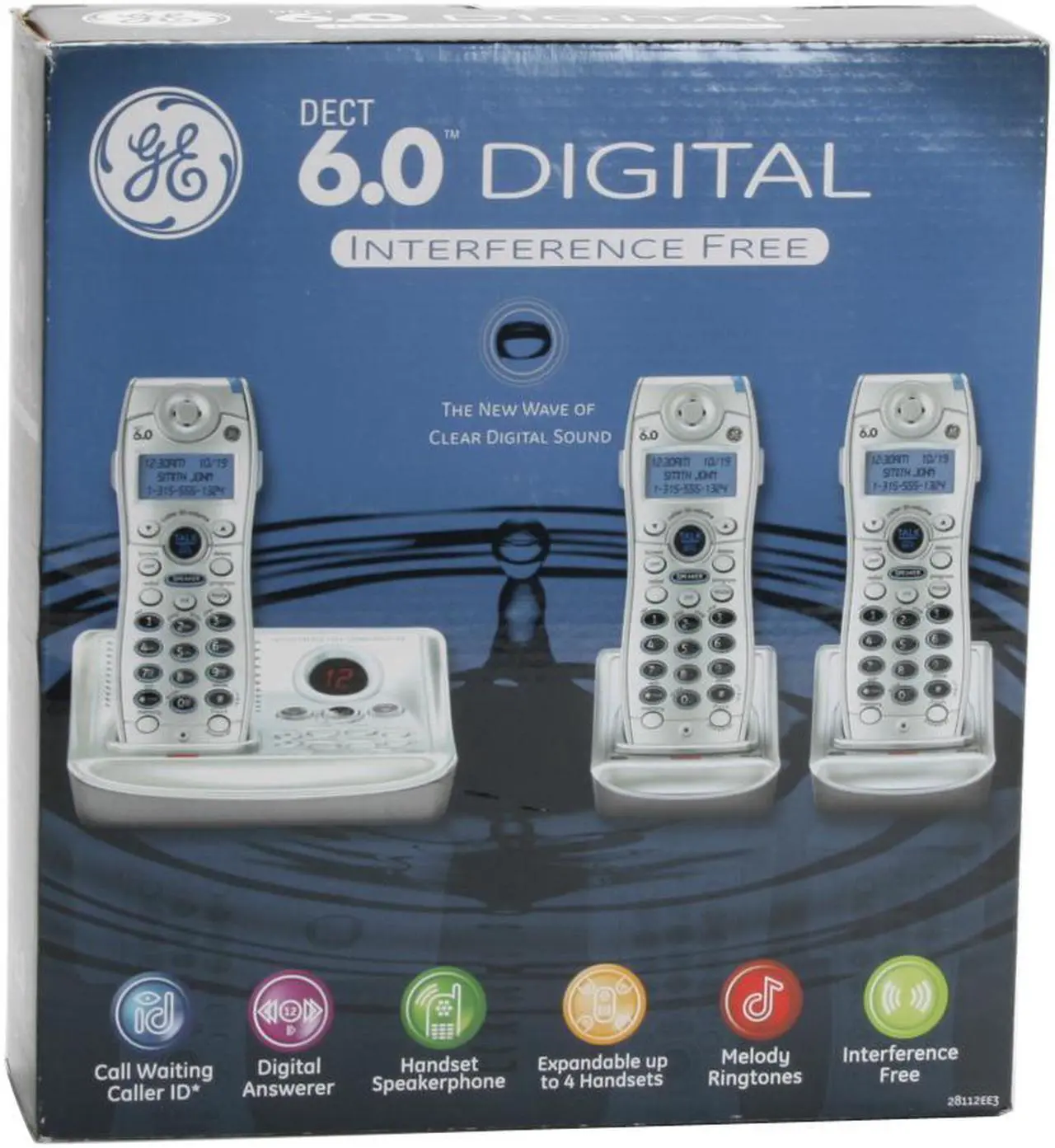 Alt view image 11 of 11 - GE 28112EE3-A 1.9 GHz Digital DECT 6.0 3X Handsets Cordless Phone Integrated Answering Machine