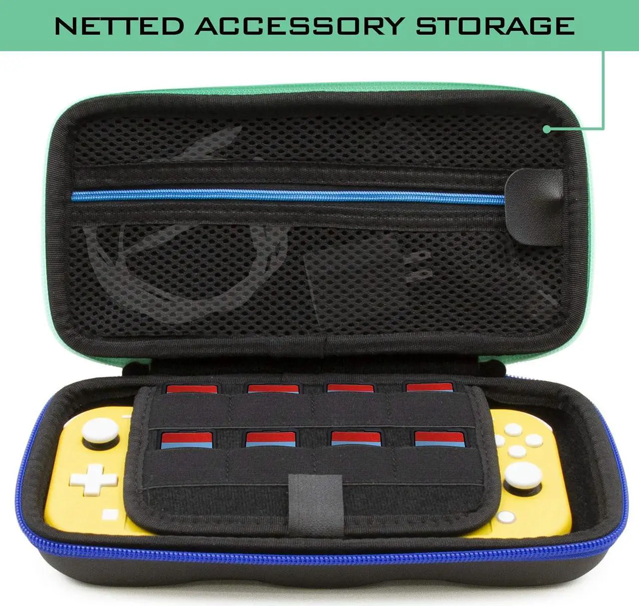 Alt view image 4 of 9 - CASEMATIX - Heavy Duty Hard Shell Carrying Case Designed Compatible with Nintendo Switch Lite and Accessories - Blue Green