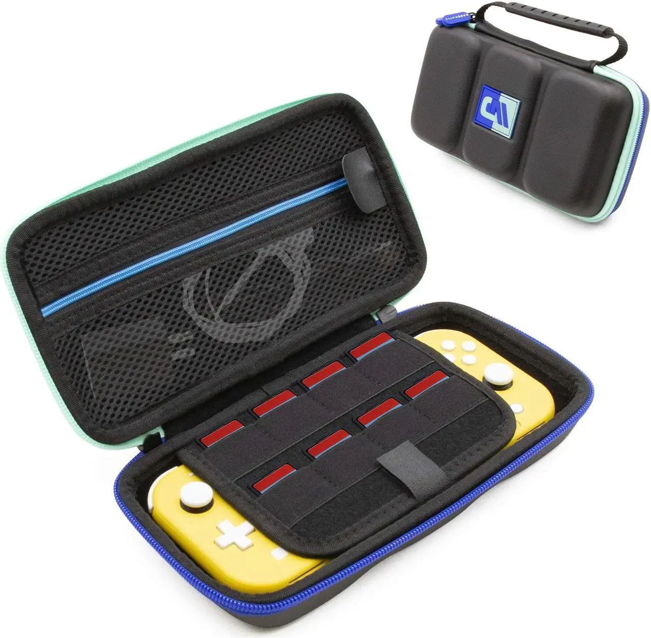 Alt view image 9 of 9 - CASEMATIX - Heavy Duty Hard Shell Carrying Case Designed Compatible with Nintendo Switch Lite and Accessories - Blue Green