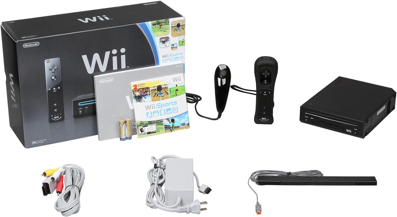 Alt view image 8 of 8 - Nintendo Wii Black System Bundle w/Wii Sports & Wii Sports Resort
