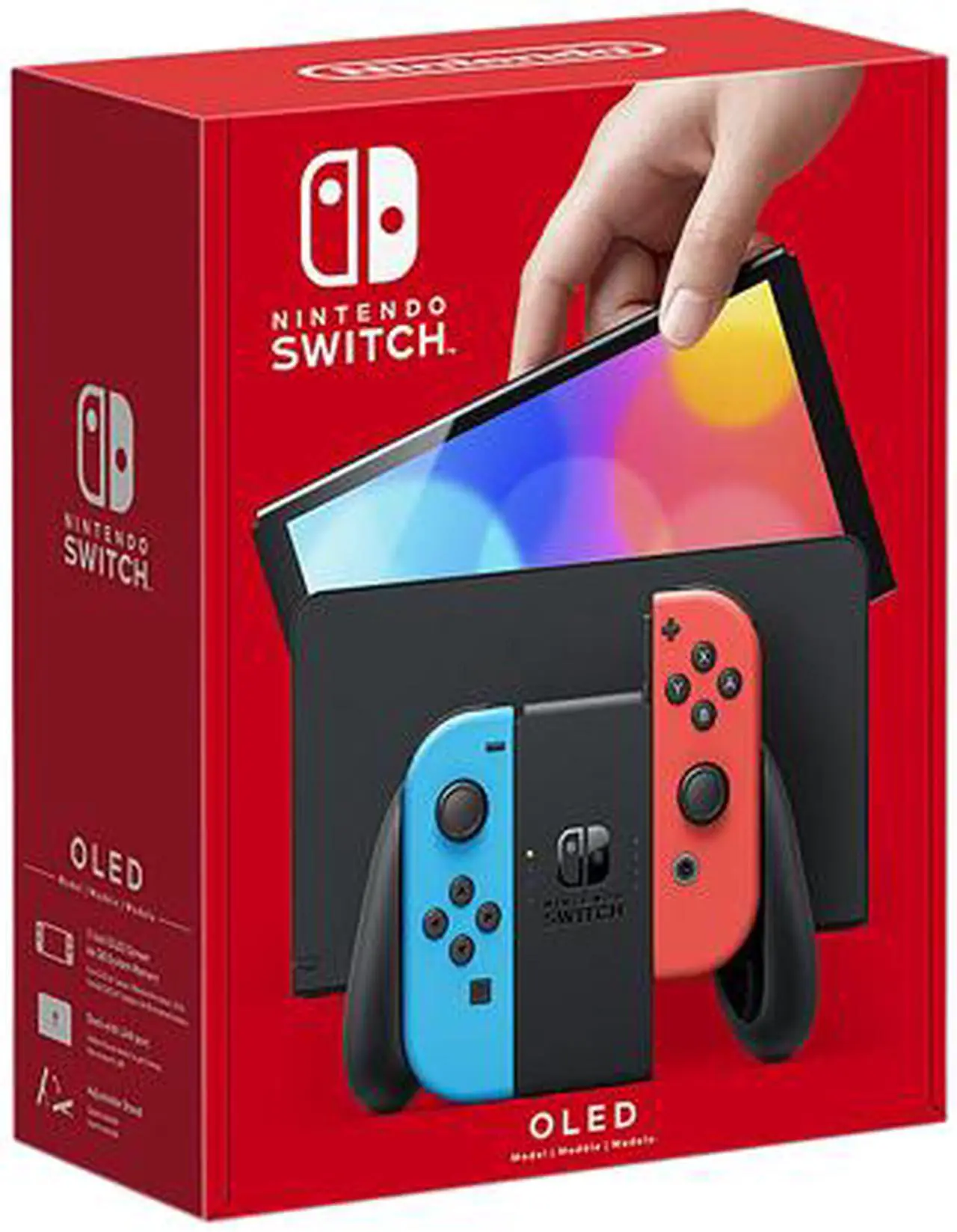 Alt view image 6 of 6 - Nintendo Switch (OLED model) w/ Neon Red & Neon Blue Joy-Con