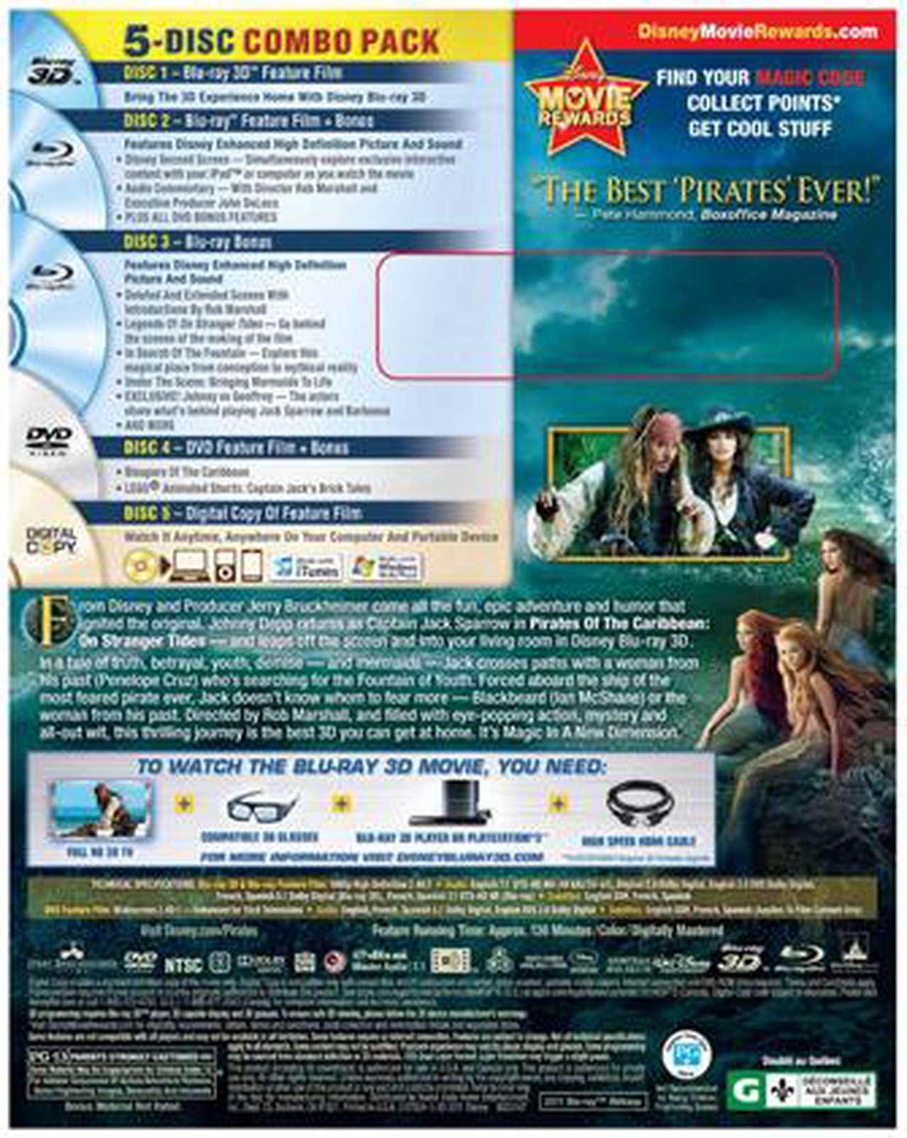 Pirates of the Caribbean: On Stranger Tides (DVD + 3D Blu-ray/WS ...