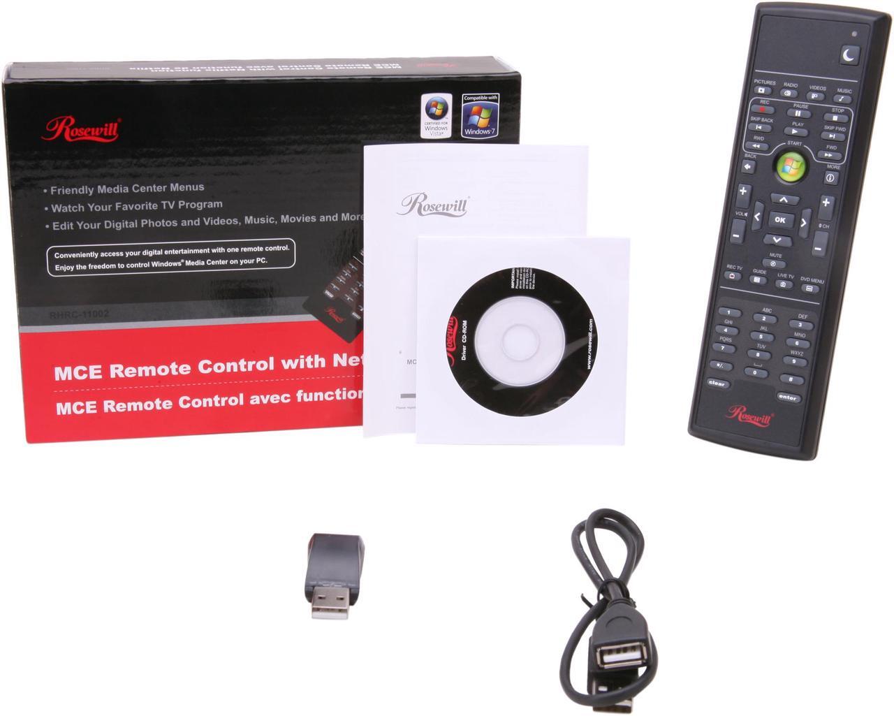 Alt view image 6 of 5 - Rosewill RHRC-11002 - Windows 7 Certified MCE IR Remote Controller / Win 8 MCE + Small USB Dongle Type with Netflix CD