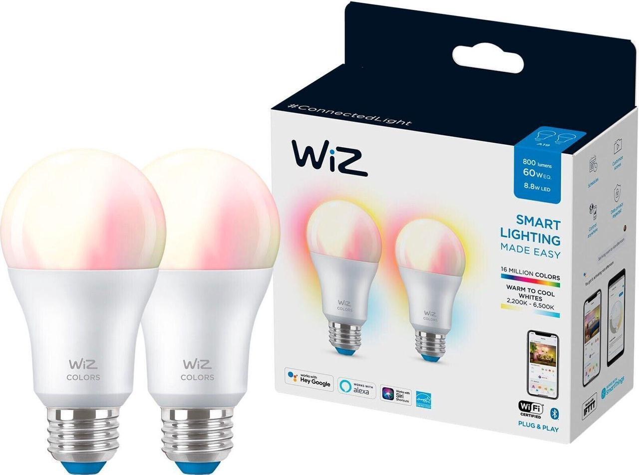 Main image of Wiz 603639 Color 8.8W A19 E26 WiFi 2-Pack Smart Bulb