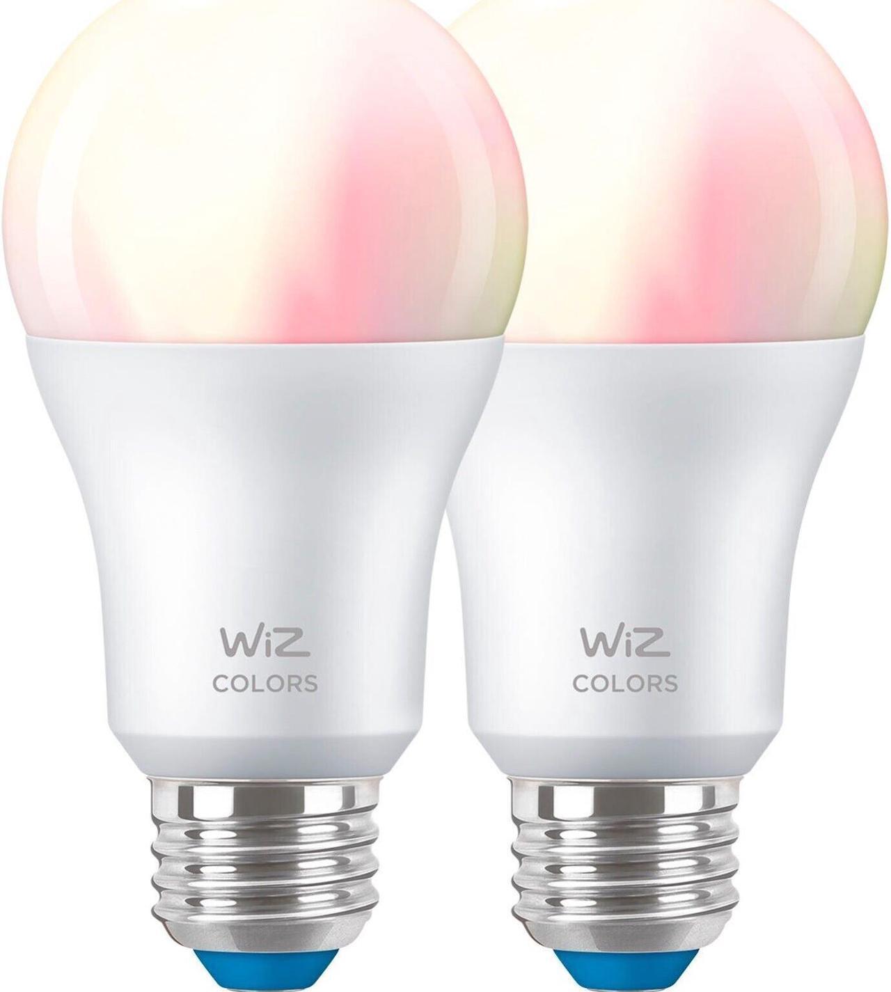 Alt view image 2 of 8 - Wiz 603639 Color 8.8W A19 E26 WiFi 2-Pack Smart Bulb