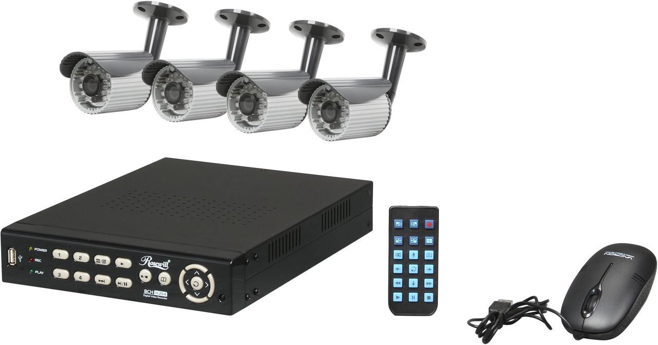 Rosewill RSVA-11001 8 channel + 4 Sony 1/4" CCD  21 IR LED Bullet Cameras, H.264 High performance DVR, Remote Monitoring/Real time record DVR Kit (HD Sold Separately)