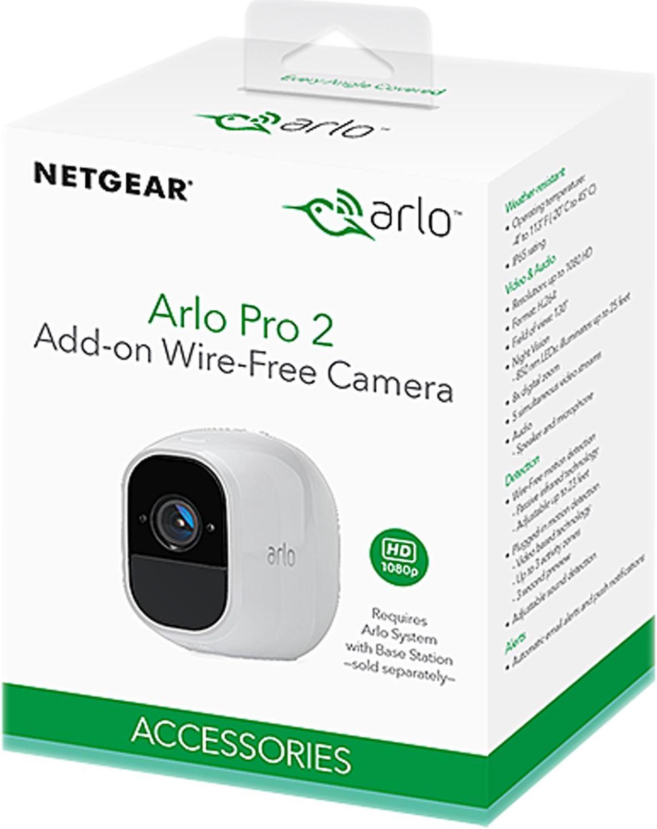 Alt view image 5 of 5 - Arlo Pro 2 Add-on Security Camera - Rechargeable Battery Powered Wire-Free HD 1080p Night Vision Indoor / Outdoor Security Camera with Audio (Base Station not Included) - VMC4030P