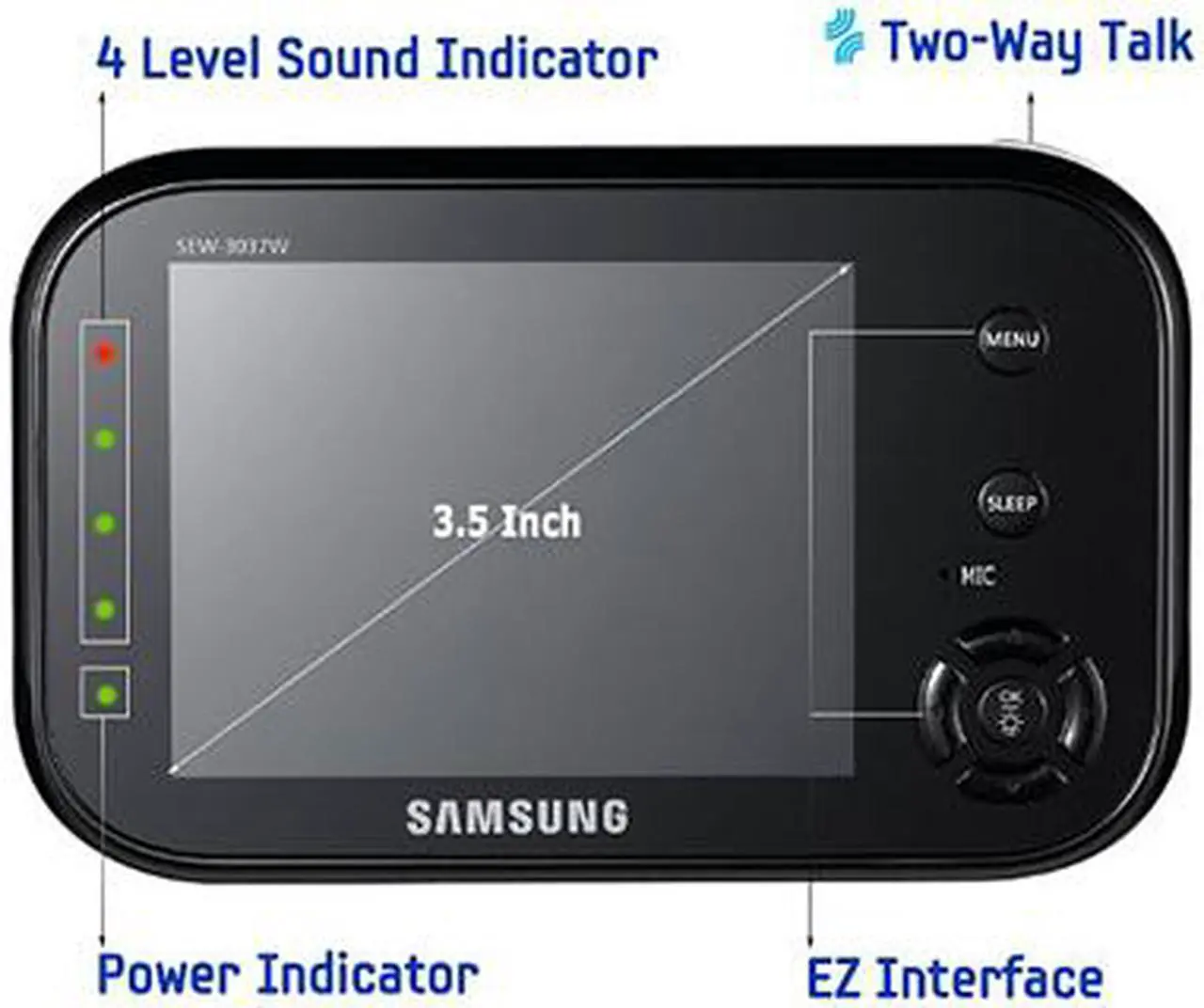 Alt view image 4 of 8 - Samsung SEW-3037W SafeVIEW Baby Monitoring System IR Night Vision PTZ 3.5 Inch