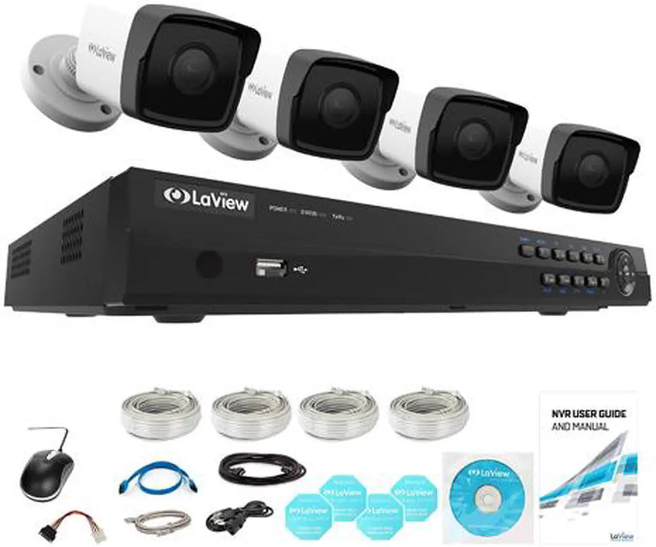 Alt view image 2 of 6 - LaView 1080P PoE IP Security Camera System, 4 HD 2MP Cameras with Matrix IR Day / Night View, 8 Channel H.264+ NVR (NO HDD Included, Sold Separately)