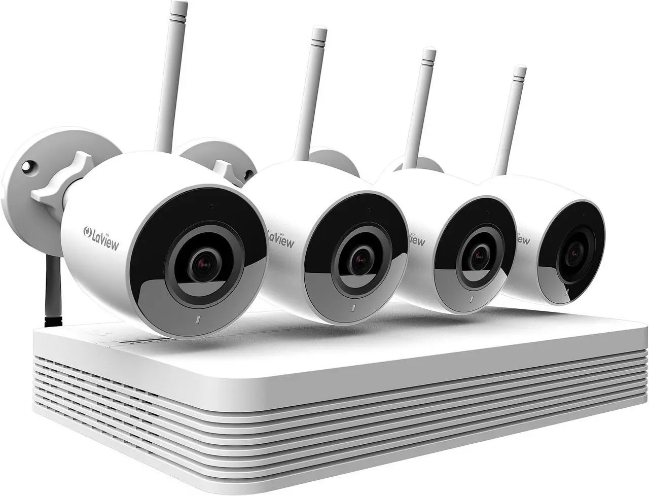Main image of LaView Wi-Fi Wireless 1080P IP Camera Security System, 4-channel H.265 NVR w/ 1080P Output, 4 x 1080P Bullet Full HD In / Outdoor IP Cameras (No HDD Included, Sold Separately)