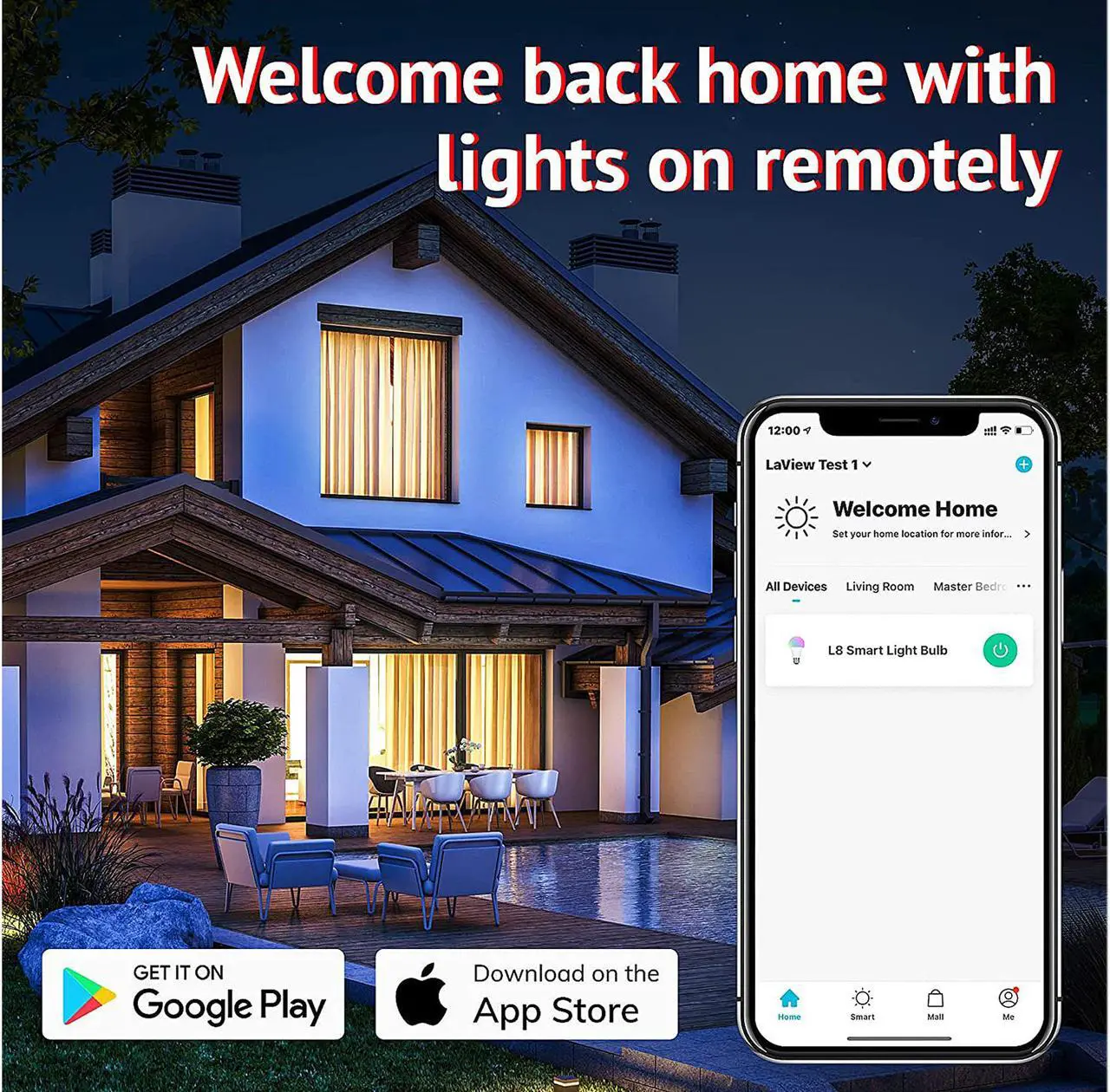 Alt view image 5 of 5 - LaView Smart Light Bulbs, Bluetooth Bulbs, Color-Changing Bulbs, Work with Alexa and Google Assistant, No hub Required, 9w (60w Equivalent), Used for Party Decoration, Smart Home Lighting