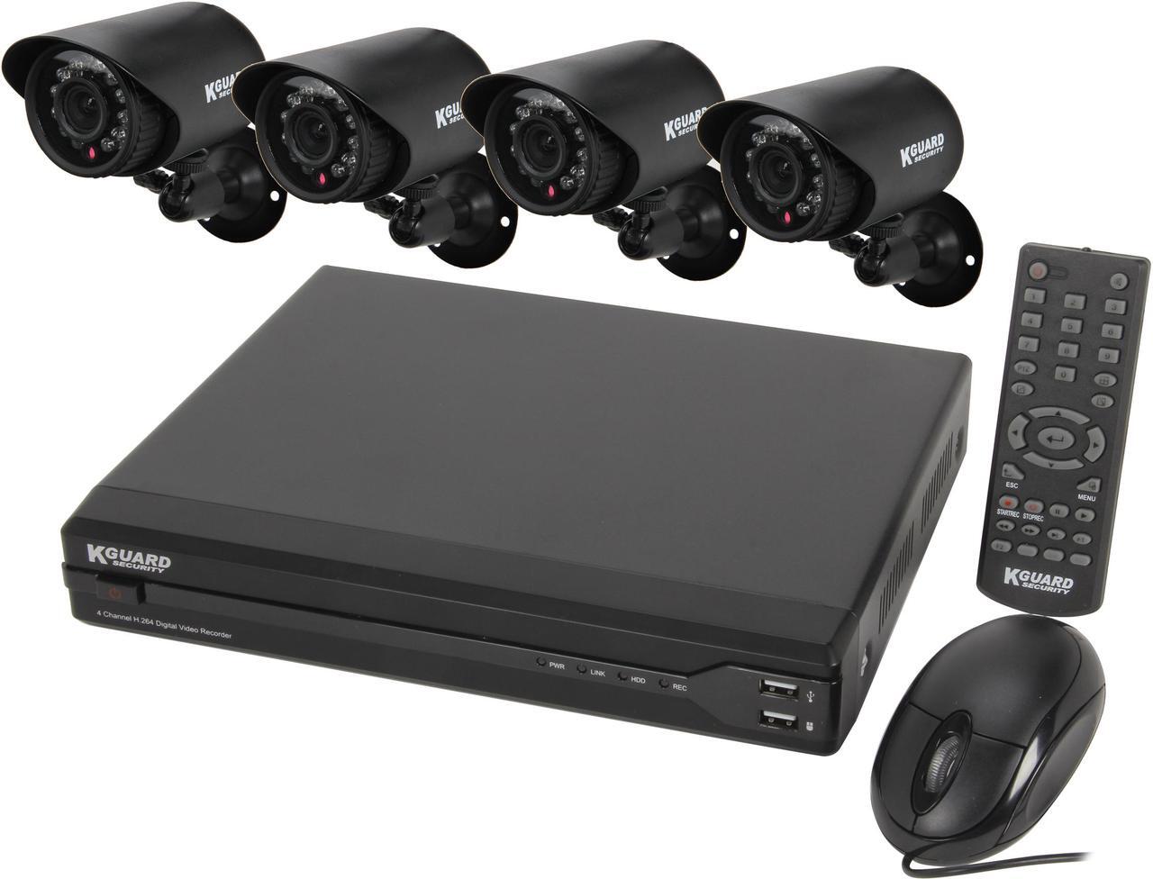 Main image of KGuard KG-OT401-4FW426A-500G 4 Channel DVR Security System & 4 Cameras 480 TVL with Smartphone and Tablet Remote viewing
