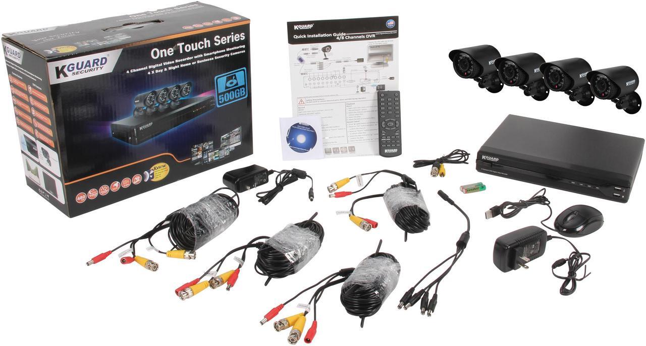 Alt view image 10 of 10 - KGuard KG-OT401-4FW426A-500G 4 Channel DVR Security System & 4 Cameras 480 TVL with Smartphone and Tablet Remote viewing